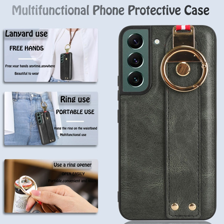 For Samsung Galaxy S22 5G Wristband Leather Back Phone Case