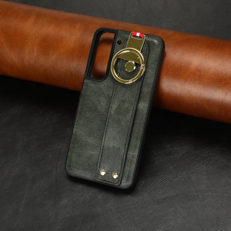 For Samsung Galaxy S22 5G Wristband Leather Back Phone Case