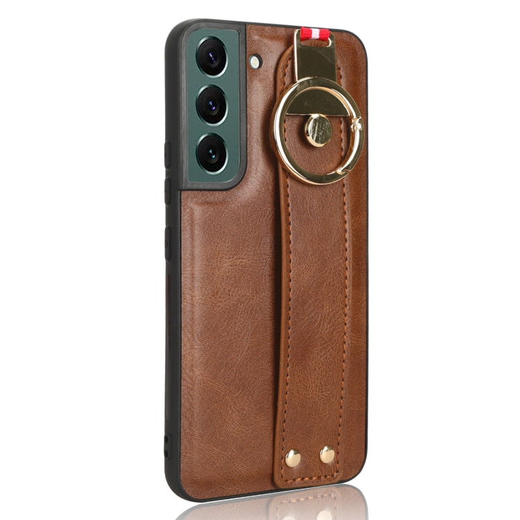 For Samsung Galaxy S22 5G Wristband Leather Back Phone Case
