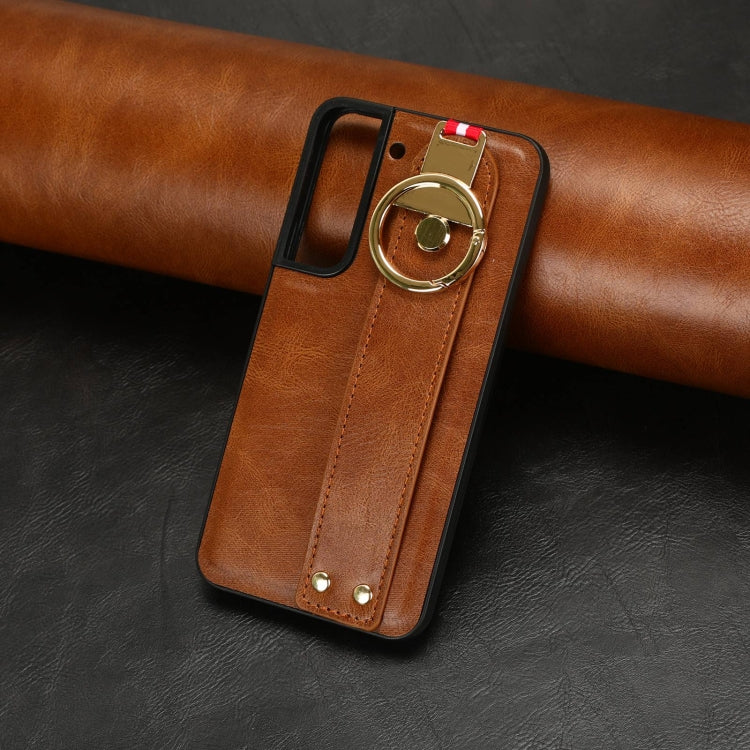 For Samsung Galaxy S22 5G Wristband Leather Back Phone Case