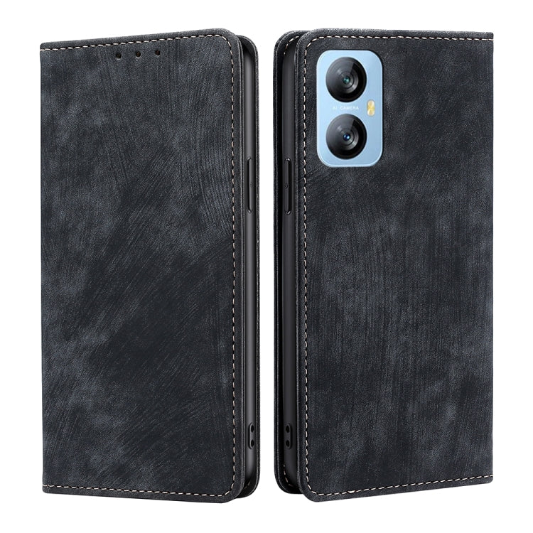 For Blackview A52 RFID Anti-theft Brush Magnetic Leather Phone Case