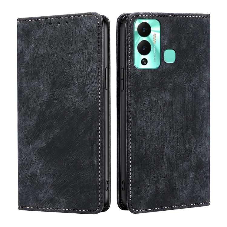 For Infinix Hot 12 Play RFID Anti-theft Brush Magnetic Leather Phone Case