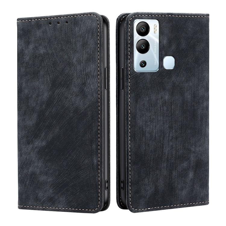 For Infinix Hot 12i RFID Anti-theft Brush Magnetic Leather Phone Case