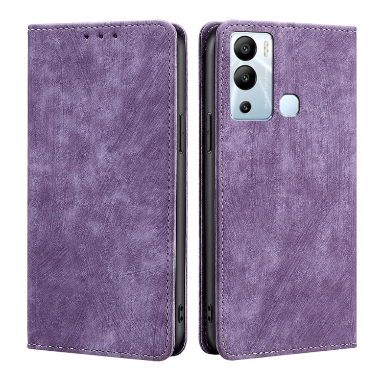 For Infinix Hot 12i RFID Anti-theft Brush Magnetic Leather Phone Case