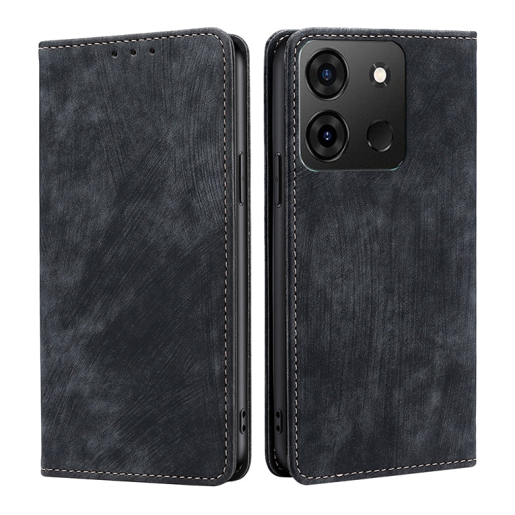 For Infinix Smart 7 RFID Anti-theft Brush Magnetic Leather Phone Case