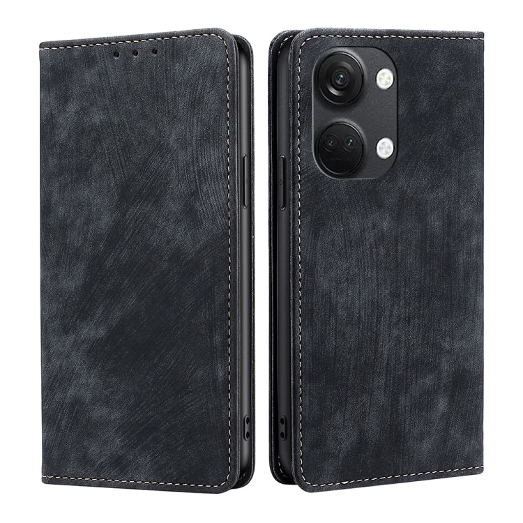 For OnePlus Ace 2V 5G RFID Anti-theft Brush Magnetic Leather Phone Case