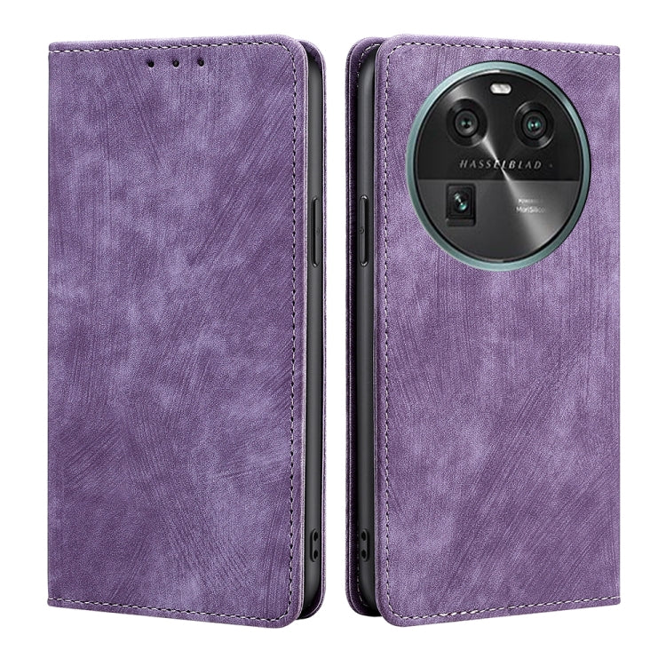 For OPPO Find X6 5G RFID Anti-theft Brush Magnetic Leather Phone Case