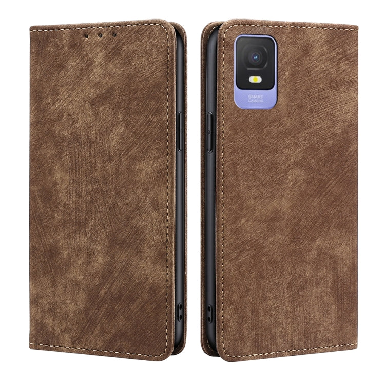 For TCL 403 RFID Anti-theft Brush Magnetic Leather Phone Case