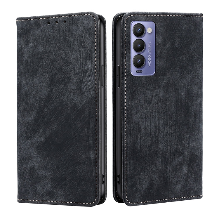 For Tecno Camon 18 / 18P RFID Anti-theft Brush Magnetic Leather Phone Case
