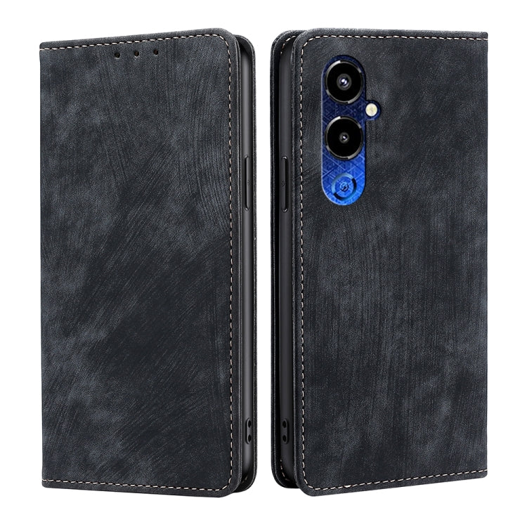 For Tecno Pova 4 Pro RFID Anti-theft Brush Magnetic Leather Phone Case