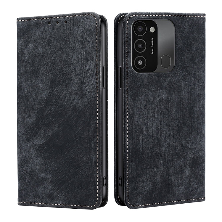 For Tecno Spark 8C RFID Anti-theft Brush Magnetic Leather Phone Case