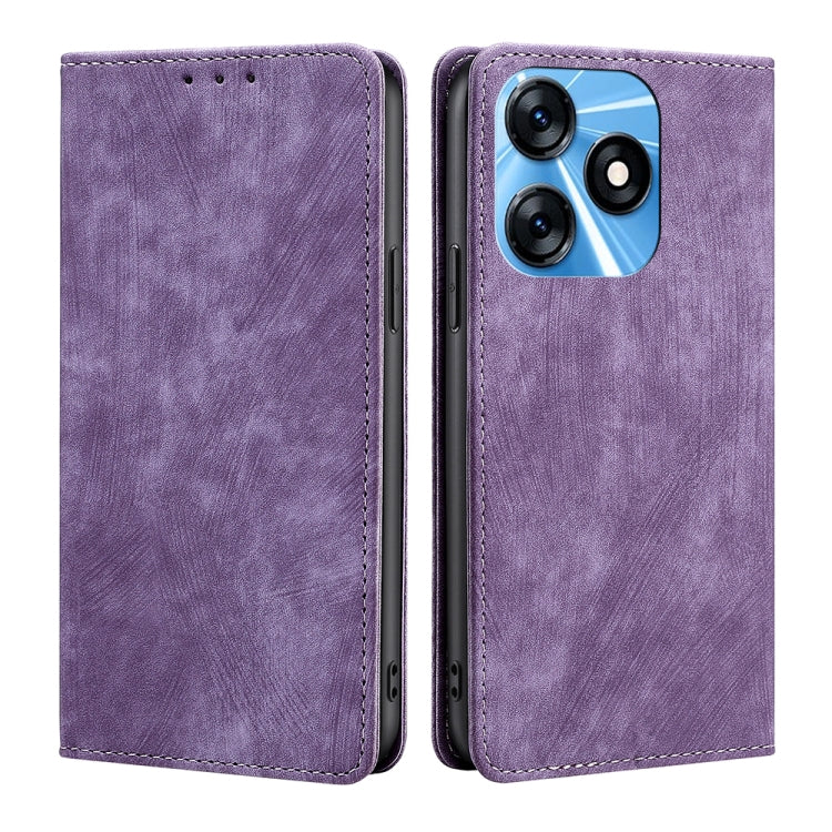 For Tecno Spark 10 4G RFID Anti-theft Brush Magnetic Leather Phone Case