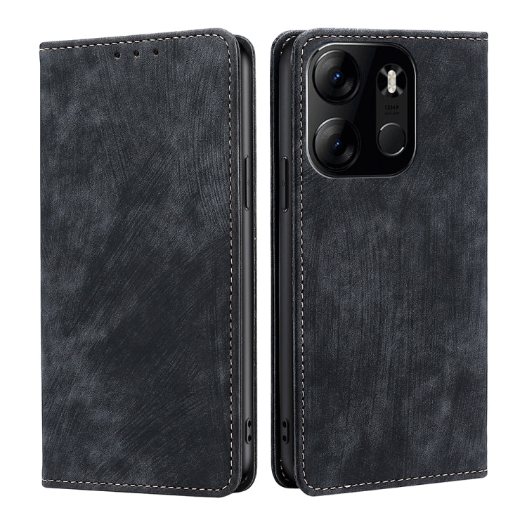 For Tecno Spark Go 2023 RFID Anti-theft Brush Magnetic Leather Phone Case