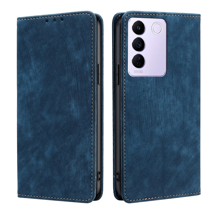 For vivo S16e RFID Anti-theft Brush Magnetic Leather Phone Case