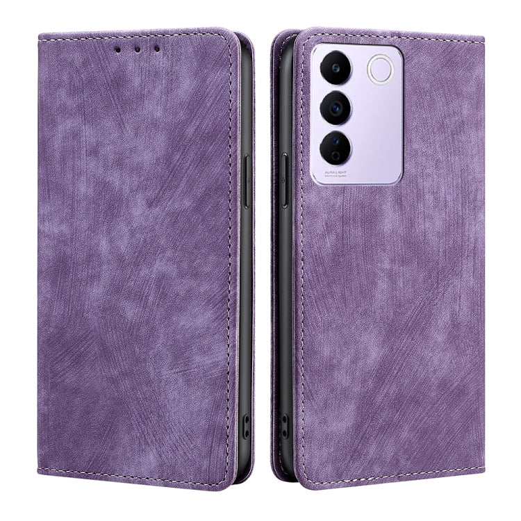 For vivo S16e RFID Anti-theft Brush Magnetic Leather Phone Case