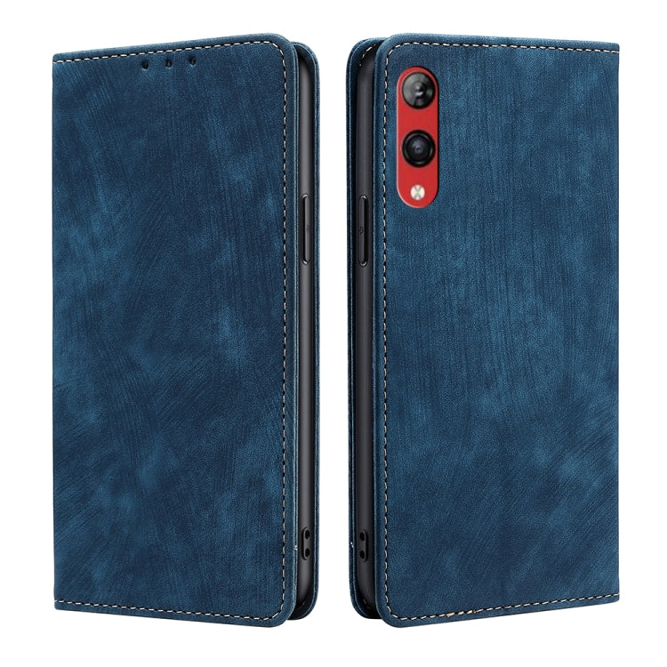 For Rakuten Hand 4G RFID Anti-theft Brush Magnetic Leather Phone Case