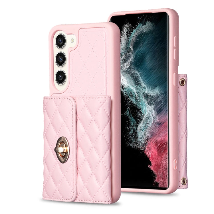 For Samsung Galaxy S23+ 5G Horizontal Metal Buckle Wallet Rhombic Leather Phone Case
