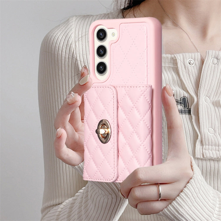 For Samsung Galaxy S23+ 5G Horizontal Metal Buckle Wallet Rhombic Leather Phone Case