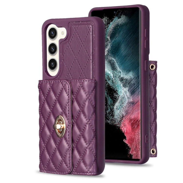 For Samsung Galaxy S23+ 5G Horizontal Metal Buckle Wallet Rhombic Leather Phone Case