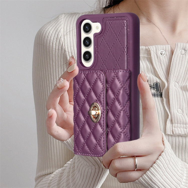 For Samsung Galaxy S23+ 5G Horizontal Metal Buckle Wallet Rhombic Leather Phone Case