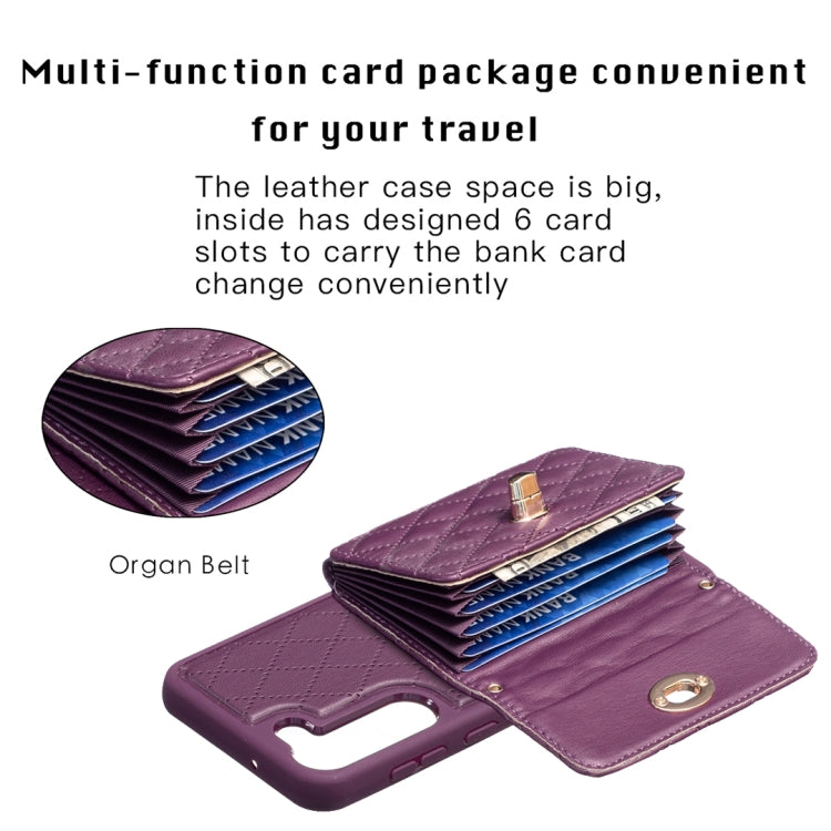For Samsung Galaxy S23+ 5G Horizontal Metal Buckle Wallet Rhombic Leather Phone Case