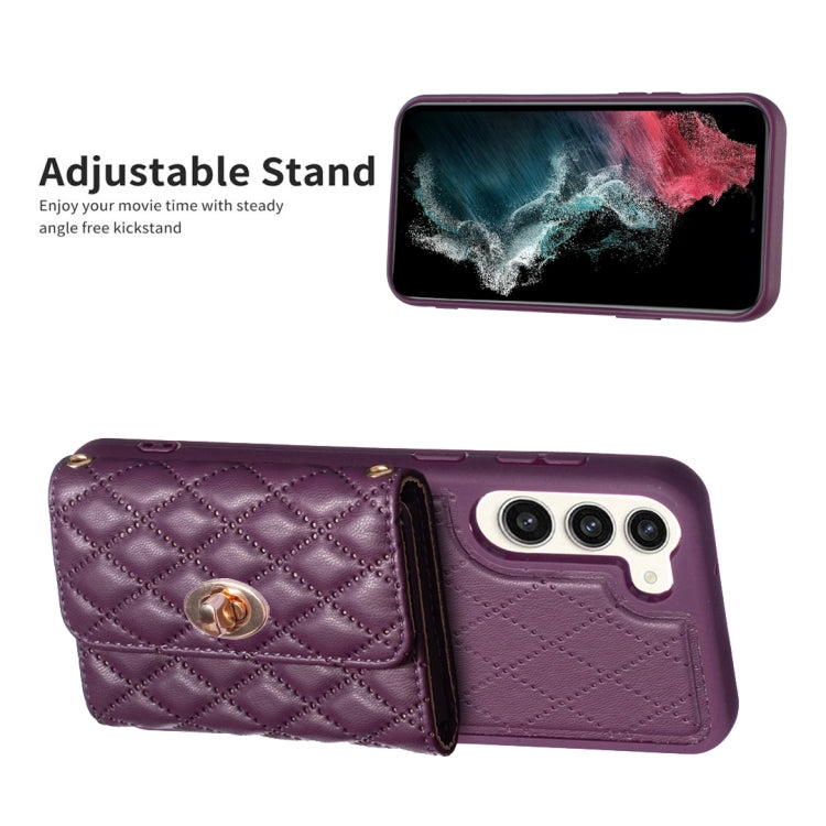 For Samsung Galaxy S23+ 5G Horizontal Metal Buckle Wallet Rhombic Leather Phone Case
