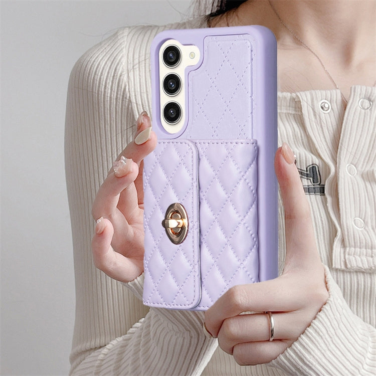 For Samsung Galaxy S23+ 5G Horizontal Metal Buckle Wallet Rhombic Leather Phone Case
