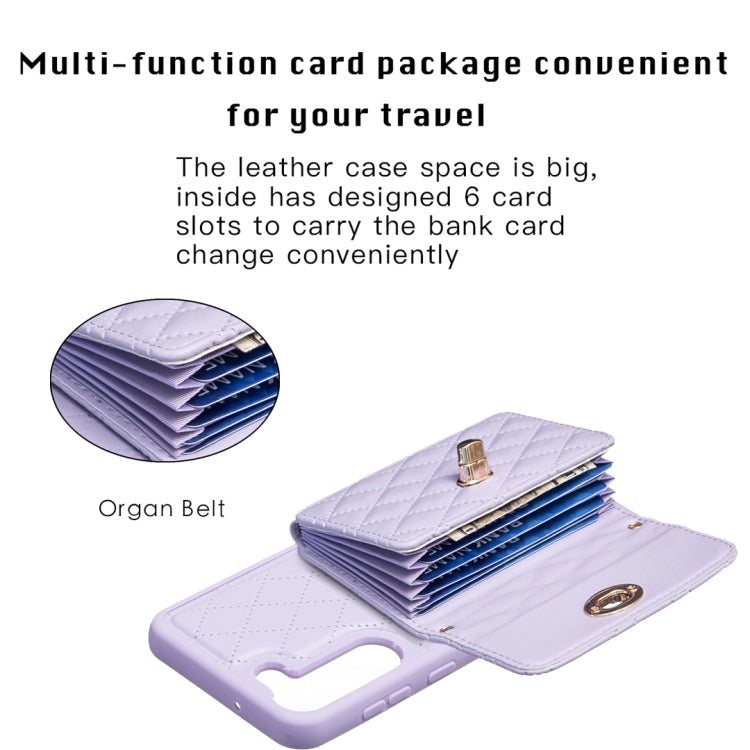 For Samsung Galaxy S23+ 5G Horizontal Metal Buckle Wallet Rhombic Leather Phone Case