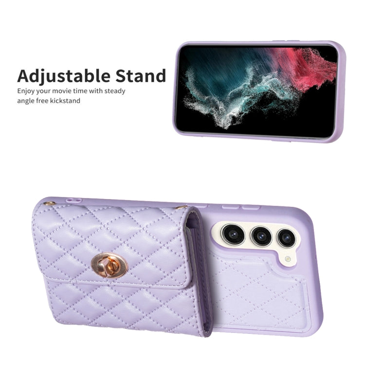 For Samsung Galaxy S23+ 5G Horizontal Metal Buckle Wallet Rhombic Leather Phone Case