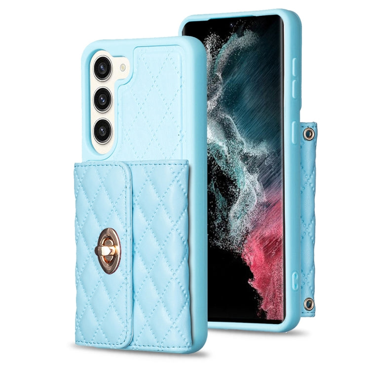 For Samsung Galaxy S23+ 5G Horizontal Metal Buckle Wallet Rhombic Leather Phone Case