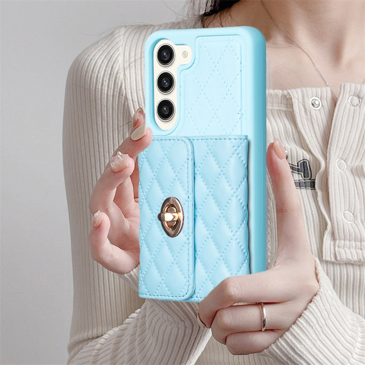 For Samsung Galaxy S23+ 5G Horizontal Metal Buckle Wallet Rhombic Leather Phone Case