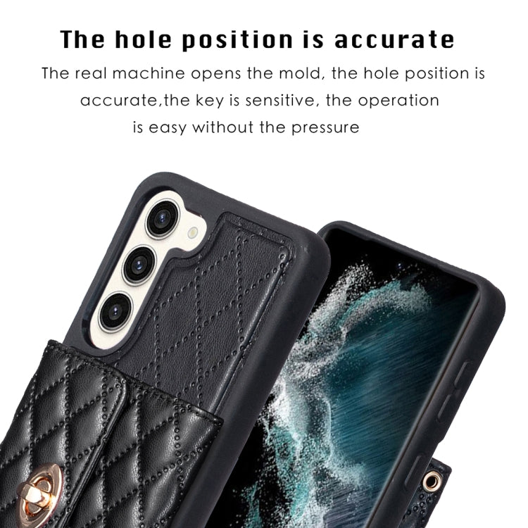 For Samsung Galaxy S23+ 5G Horizontal Metal Buckle Wallet Rhombic Leather Phone Case