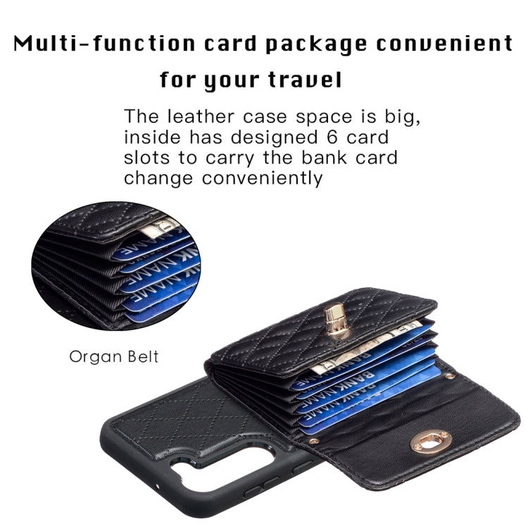 For Samsung Galaxy S23+ 5G Horizontal Metal Buckle Wallet Rhombic Leather Phone Case