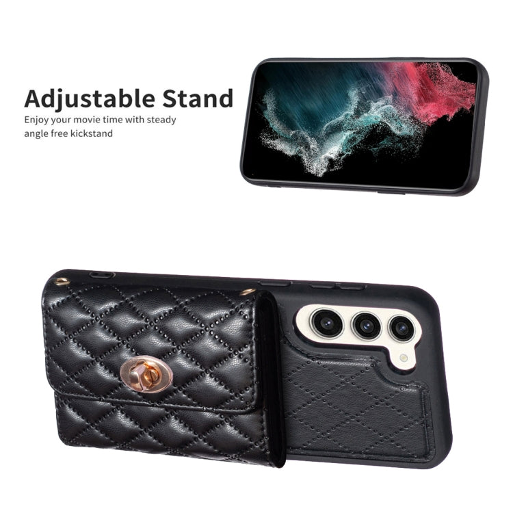 For Samsung Galaxy S23+ 5G Horizontal Metal Buckle Wallet Rhombic Leather Phone Case