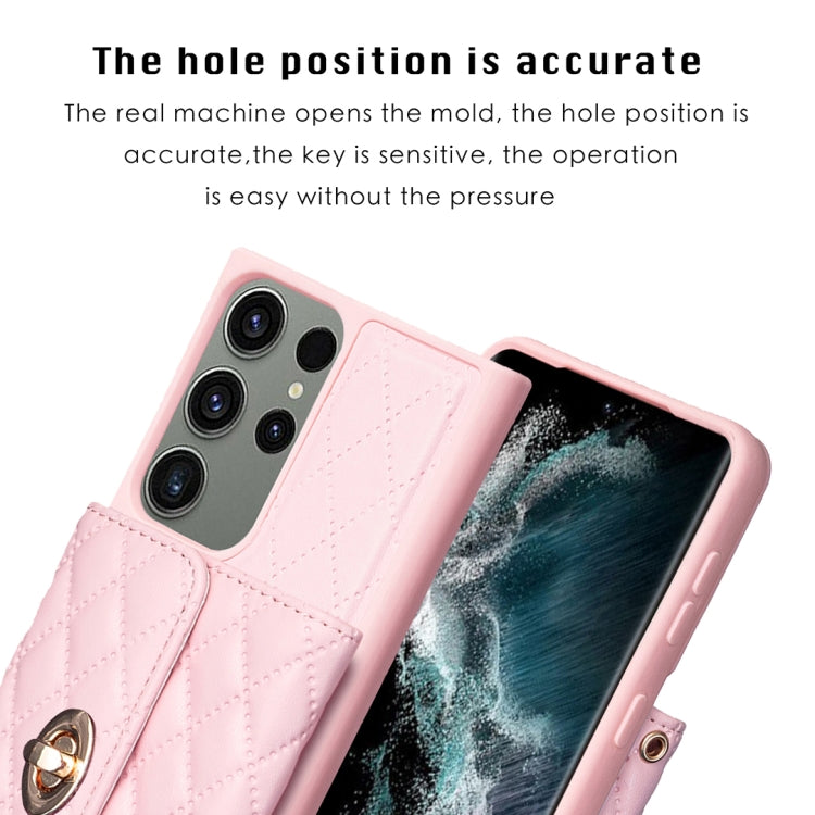 For Samsung Galaxy S23 Ultra 5G Horizontal Metal Buckle Wallet Rhombic Leather Phone Case