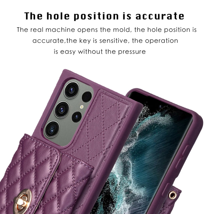 For Samsung Galaxy S23 Ultra 5G Horizontal Metal Buckle Wallet Rhombic Leather Phone Case