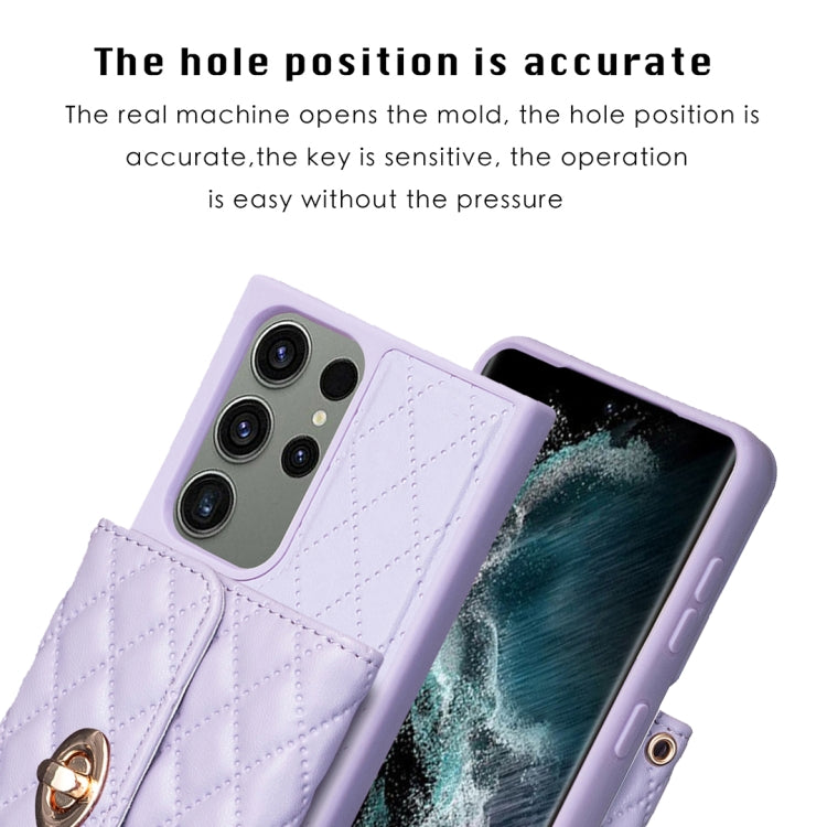 For Samsung Galaxy S23 Ultra 5G Horizontal Metal Buckle Wallet Rhombic Leather Phone Case