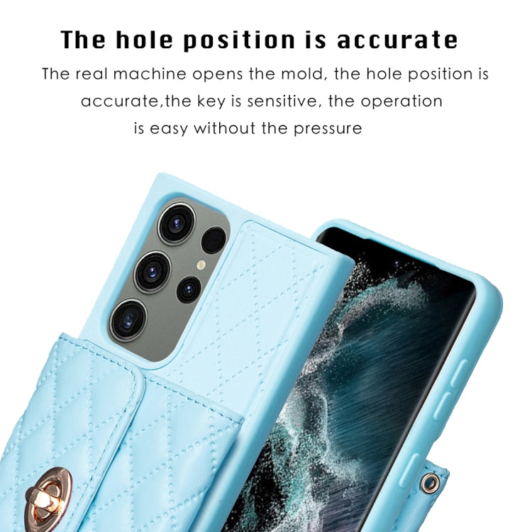 For Samsung Galaxy S23 Ultra 5G Horizontal Metal Buckle Wallet Rhombic Leather Phone Case