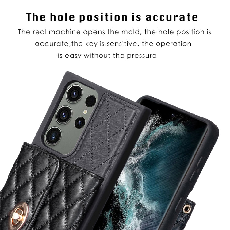 For Samsung Galaxy S23 Ultra 5G Horizontal Metal Buckle Wallet Rhombic Leather Phone Case
