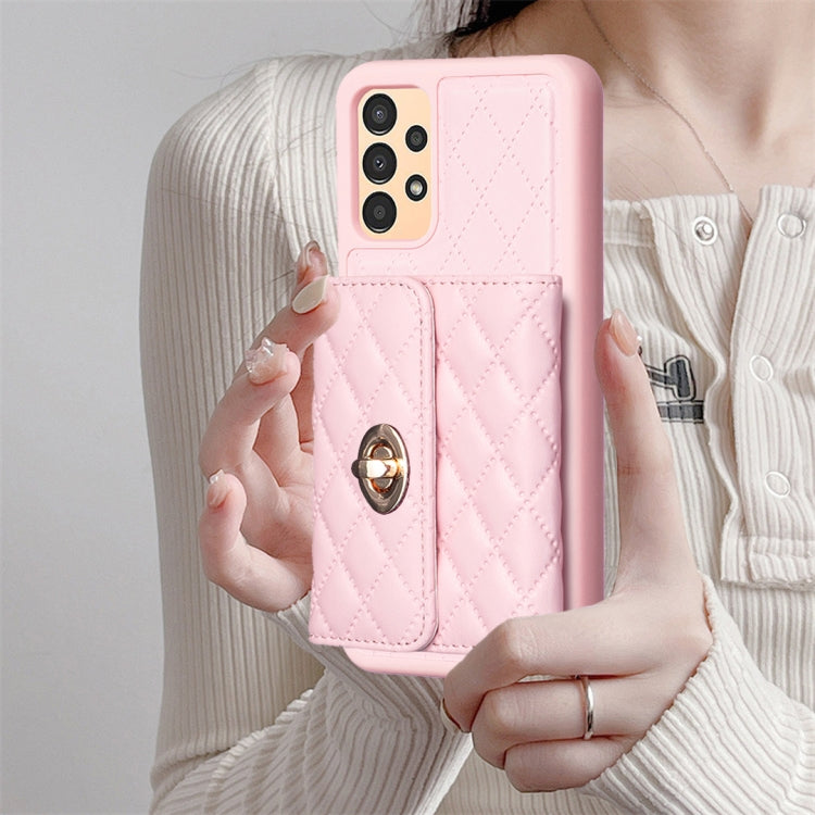 For Samsung Galaxy A13 4G Horizontal Metal Buckle Wallet Rhombic Leather Phone Case