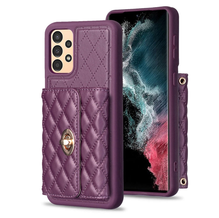 For Samsung Galaxy A13 4G Horizontal Metal Buckle Wallet Rhombic Leather Phone Case