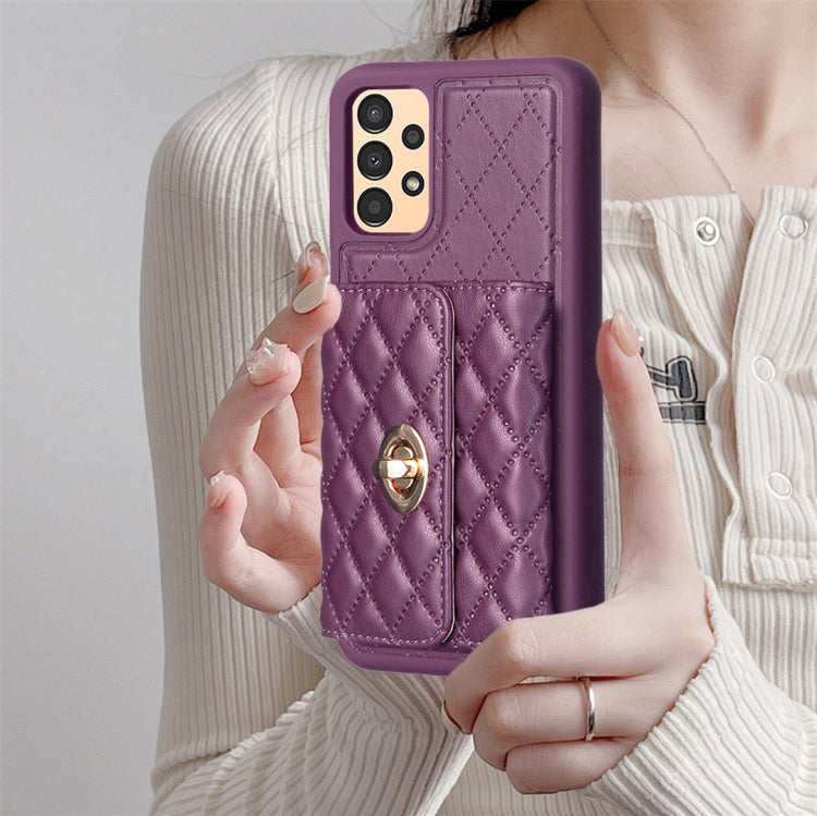 For Samsung Galaxy A13 4G Horizontal Metal Buckle Wallet Rhombic Leather Phone Case