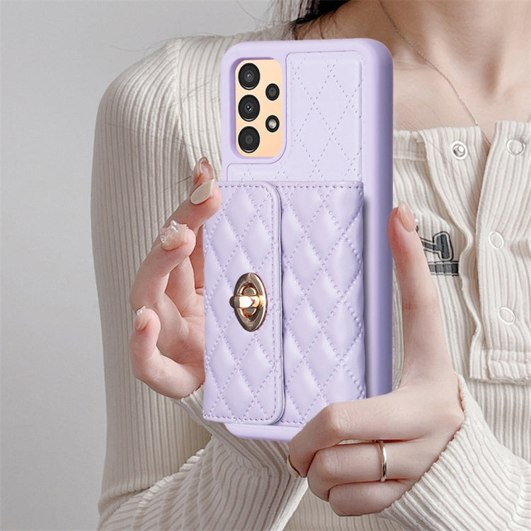 For Samsung Galaxy A13 4G Horizontal Metal Buckle Wallet Rhombic Leather Phone Case