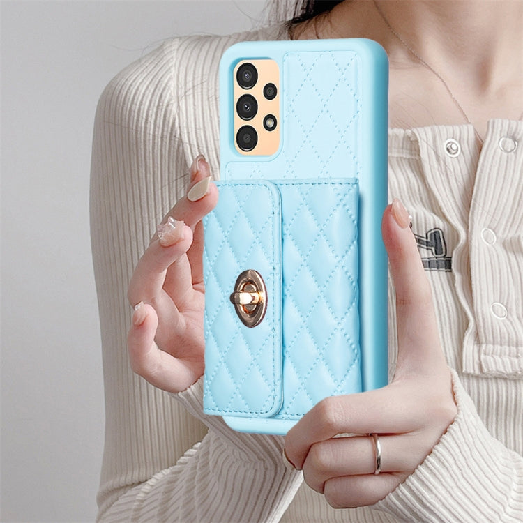 For Samsung Galaxy A13 4G Horizontal Metal Buckle Wallet Rhombic Leather Phone Case