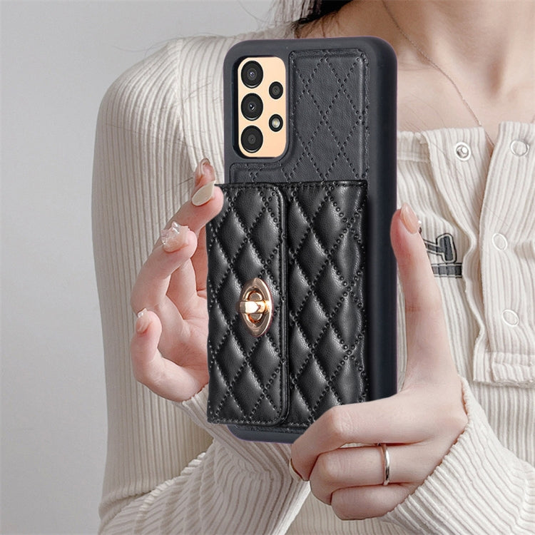 For Samsung Galaxy A13 4G Horizontal Metal Buckle Wallet Rhombic Leather Phone Case