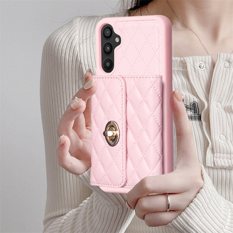 For Samsung Galaxy A34 5G Horizontal Metal Buckle Wallet Rhombic Leather Phone Case
