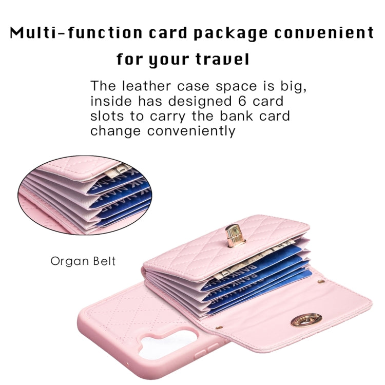 For Samsung Galaxy A34 5G Horizontal Metal Buckle Wallet Rhombic Leather Phone Case