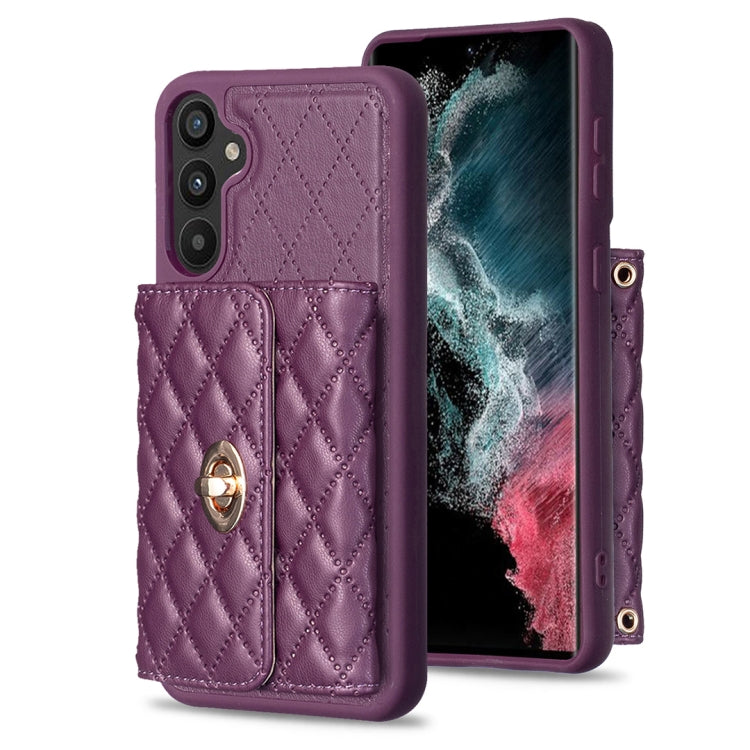 For Samsung Galaxy A34 5G Horizontal Metal Buckle Wallet Rhombic Leather Phone Case