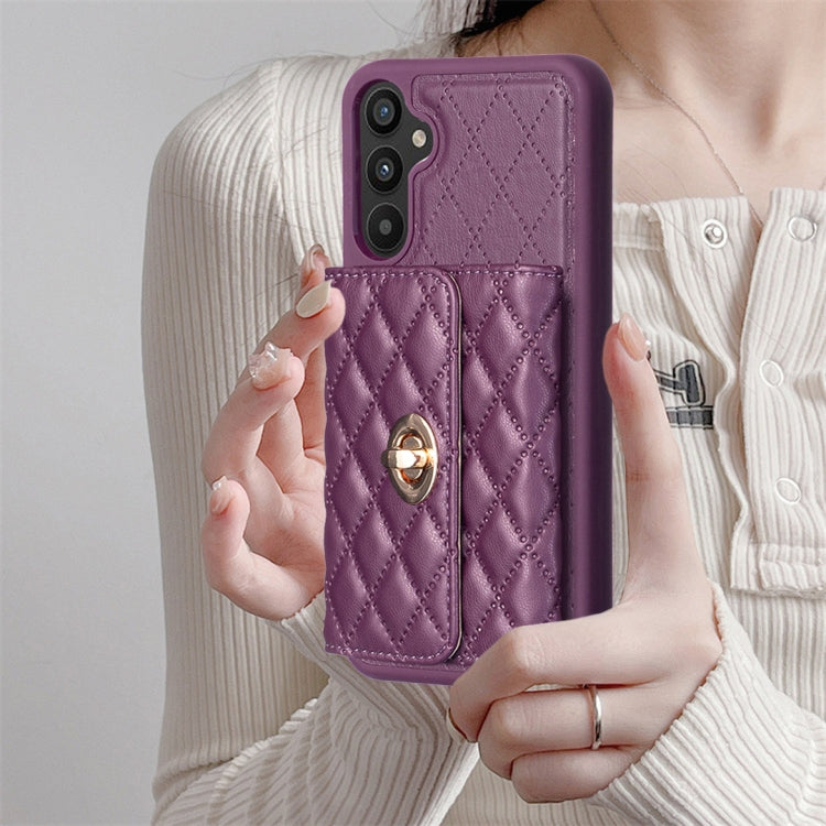 For Samsung Galaxy A34 5G Horizontal Metal Buckle Wallet Rhombic Leather Phone Case