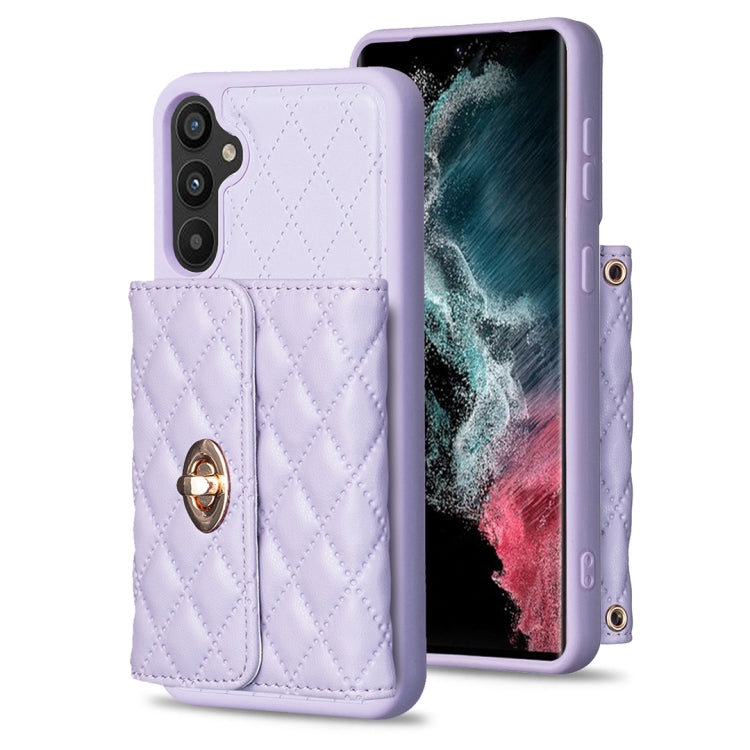 For Samsung Galaxy A34 5G Horizontal Metal Buckle Wallet Rhombic Leather Phone Case